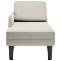 Chaise longue met kussen&amp;rechterarmleuning fluweel cr&egrave;mekleurig 4