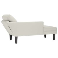 Chaise longue met kussen&amp;rechterarmleuning fluweel cr&egrave;mekleurig 6