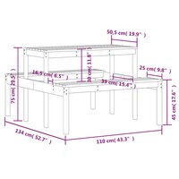 Picknicktafel 110x134x75 cm ge&iuml;mpregneerd grenenhout 9
