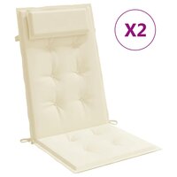 Stoelkussens 2 st hoge rug oxford stof cr&egrave;mekleurig 2