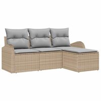 Bankstel met kussen 4 pcs Beige en Licht Grijs poly rattan 2