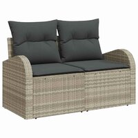 Bankstel met kussen met opslag 4 pcs Lichtgrijs poly rattan 6