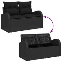 Bankstel met kussen met opslag 4 pcs Zwart poly rattan 9