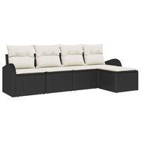 Bankstel met kussen met opslag 5 pcs Zwart en Wit poly rattan 2