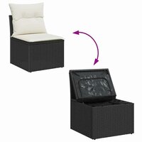 Bankstel met kussen met opslag 5 pcs Zwart en Wit poly rattan 9