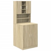 Wasmachinekasten 2 st bewerkt hout sonoma eikenkleurig 2