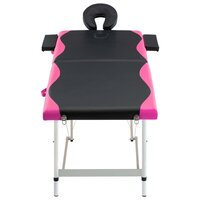 Massagetafel inklapbaar 2 zones aluminium zwart en roze 2