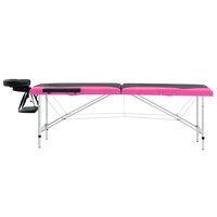 Massagetafel inklapbaar 2 zones aluminium zwart en roze 3
