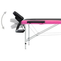 Massagetafel inklapbaar 2 zones aluminium zwart en roze 4