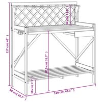 Oppottafel met latwerk massief vurenhout grijs 9