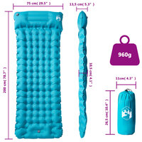 Kampeermatras met kussen zelfopblazend 1-persoons blauw 6
