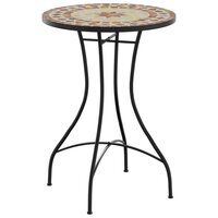 Bistrotafel moza&iuml;ek &Oslash;50x70 cm keramiek terracottakleurig en wit 2