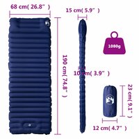 Kampeermatras met kussen zelfopblazend 1-persoons marineblauw 6