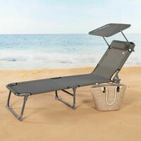 Ligstoel Aktive Grijs 193 x 53 x 30 cm Opvouwbaar Parasol 2
