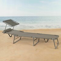 Ligstoel Aktive Grijs 193 x 53 x 30 cm Opvouwbaar Parasol 3