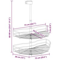 Draadmand keuken 2-laags 180 graden 75x38x80 cm zilverkleurig 10