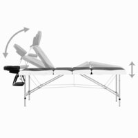 Massagetafel inklapbaar 4 zones aluminium zwart en wit 4