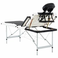 Massagetafel inklapbaar 4 zones aluminium zwart en wit 6