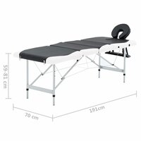 Massagetafel inklapbaar 4 zones aluminium zwart en wit 11