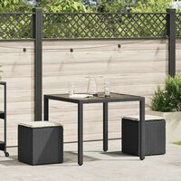 Tuinkrukken met kussens 2 st 40x40x43 cm poly rattan zwart 2