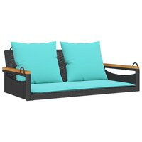 Schommelbank met kussens 109x62x40 cm poly rattan zwart 2