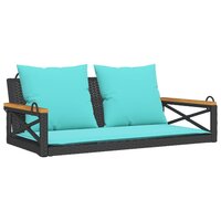 Schommelbank met kussens 109x62x40 cm poly rattan zwart 2