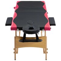 Massagetafel inklapbaar 3 zones hout zwart en roze 4