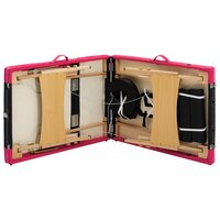 Massagetafel inklapbaar 3 zones hout zwart en roze 7