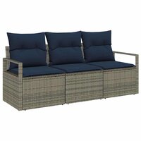 Bankstel 3 pcs Grijs poly rattan 2
