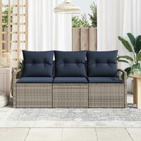 Bankstel 3 pcs Grijs poly rattan 3