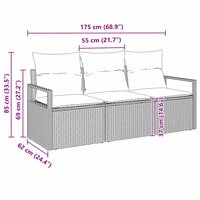 Bankstel 3 pcs Grijs poly rattan 7