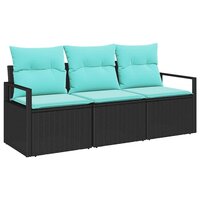 Bankstel 3 pcs Zwart poly rattan 2