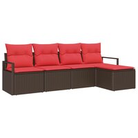 Bankstel met kussen 5 pcs Bruin poly rattan 2