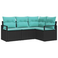 Bankstel 4 pcs Zwart poly rattan 2
