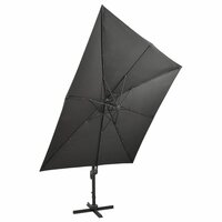 Zweefparasol met paal en LED-verlichting 300 cm antracietkleur 4