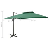 Zweefparasol met dubbel dak 300x300 cm groen 9