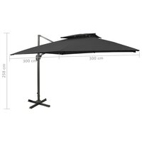 Zweefparasol met dubbel dak 300x300 cm zwart 9