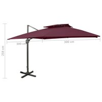 Zweefparasol met dubbel dak 300x300 cm bordeauxrood 9