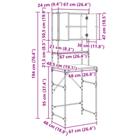 Wasmachinekast Artisan Eiken 68 x 48,5 x 194 cm Bewerkt hout 12