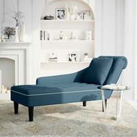 Chaise longue met kussen en rechterarmleuning fluweel blauw 2