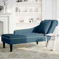 Chaise longue met kussen en rechterarmleuning fluweel blauw 3