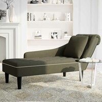 Chaise longue met kussen&amp;rechterarmleuning kunstleer legergroen 3