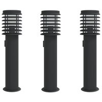 Buitenvloerlampen 3 st stopcontact 60 cm roestvrijstaal zwart 2