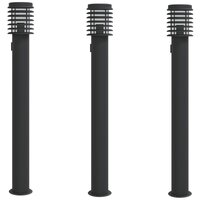 Buitenvloerlampen 3 st stopcontact 110 cm roestvrijstaal zwart 2