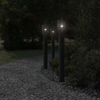 Buitenvloerlampen 3 st stopcontact 110 cm roestvrijstaal zwart 3