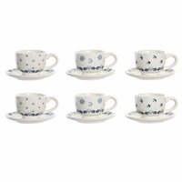 Set van Kopje met Schotel DKD Home Decor Blauw Wit Metaal Dolomite 180 ml 20 x 18 x 20 cm 2