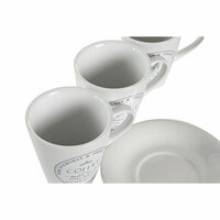 Set van Kopje met Schotel DKD Home Decor Wit Metaal Keramiek 180 ml 12 x 12 x 2 cm 3