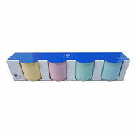 Set van koffiekopjes Home ESPRIT Geel Blauw Groen Roze Porselein 110 ml 4 Onderdelen 4