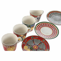 Set van Kopje met Schotel Home ESPRIT Geel Rood Porselein 220 ml 15,6 x 15,6 x 1,7 cm (4 Stuks) 3