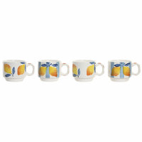 Set van koffiekopjes Home ESPRIT Geel Blauw Wit Oranje Metaal Dolomite 260 ml 2